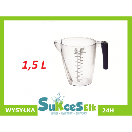 PRZEZROCZYSTY POJEMNIK Z RĄCZKĄ I MIARKĄ 1,5L